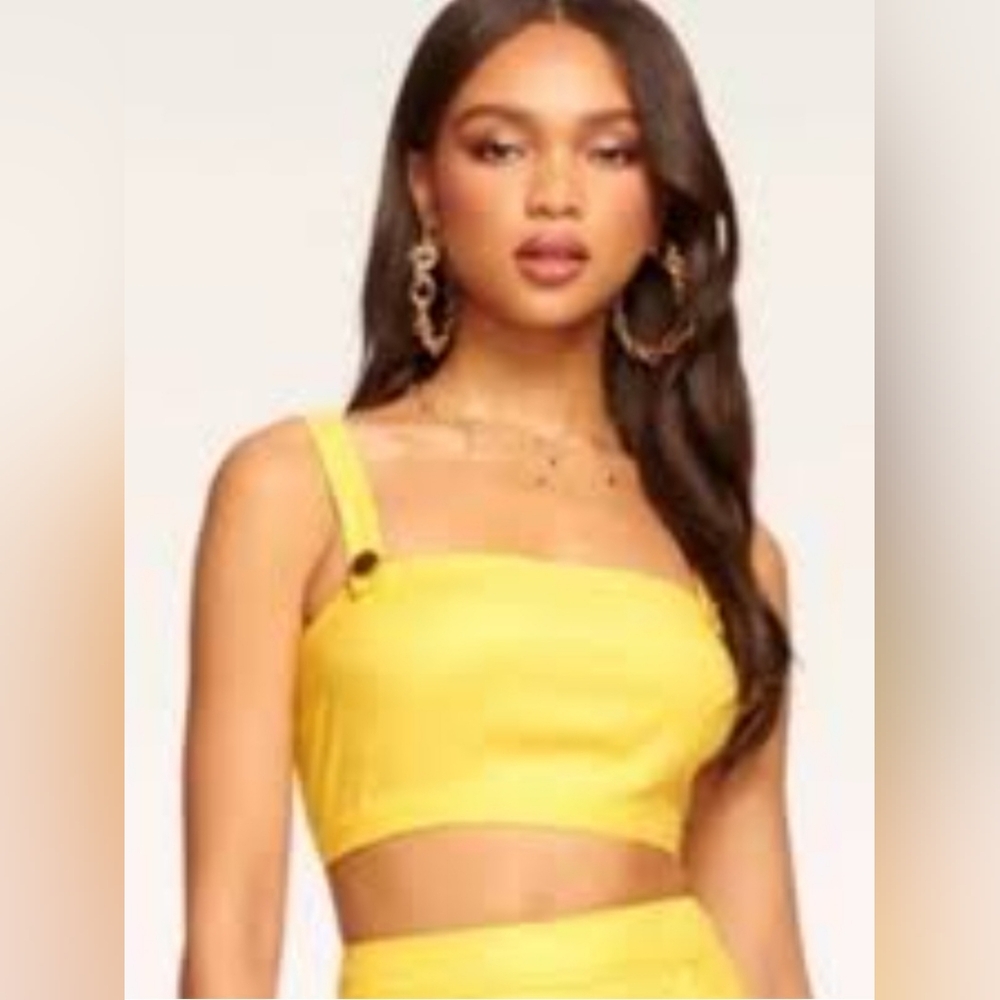 NWT $245 Ramy Brook Emme Linen Crop Top in Sun Kiss Yellow Women’s Size 6